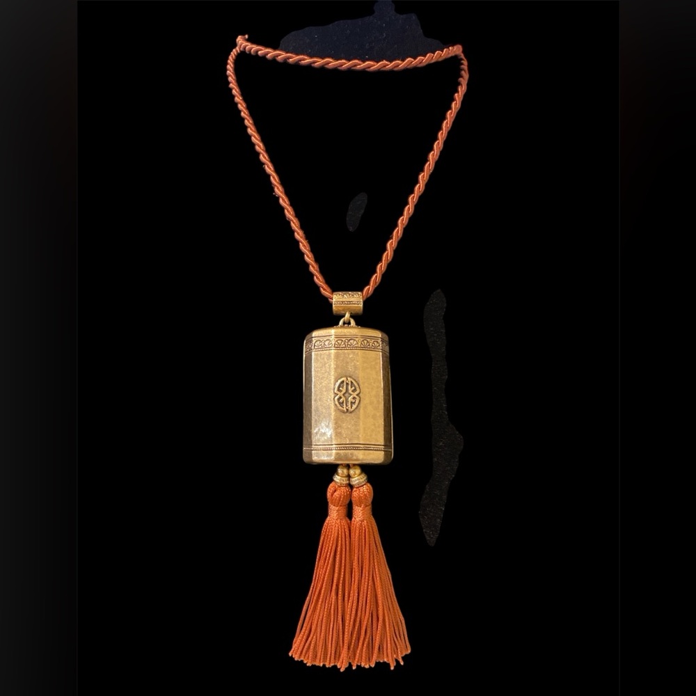 Chicos Elegant Gold tone  and Orange Pendant Necklace